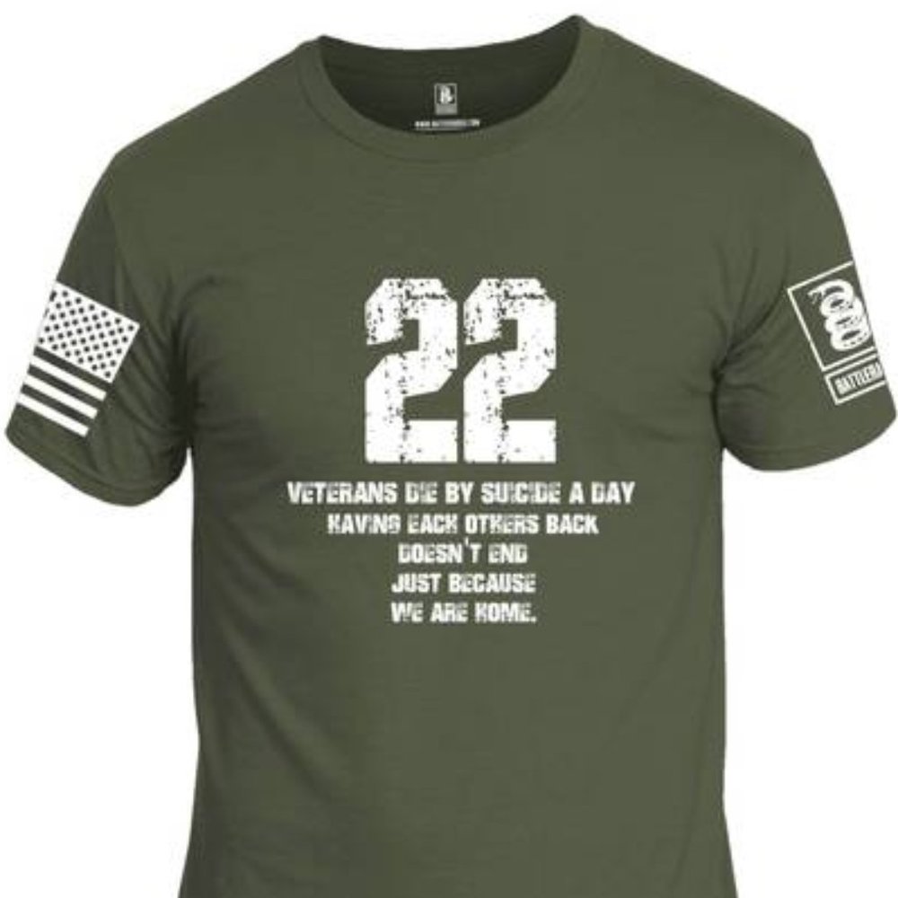22 Veterans Die By Suicide A Day Crew Neck T-Shirt